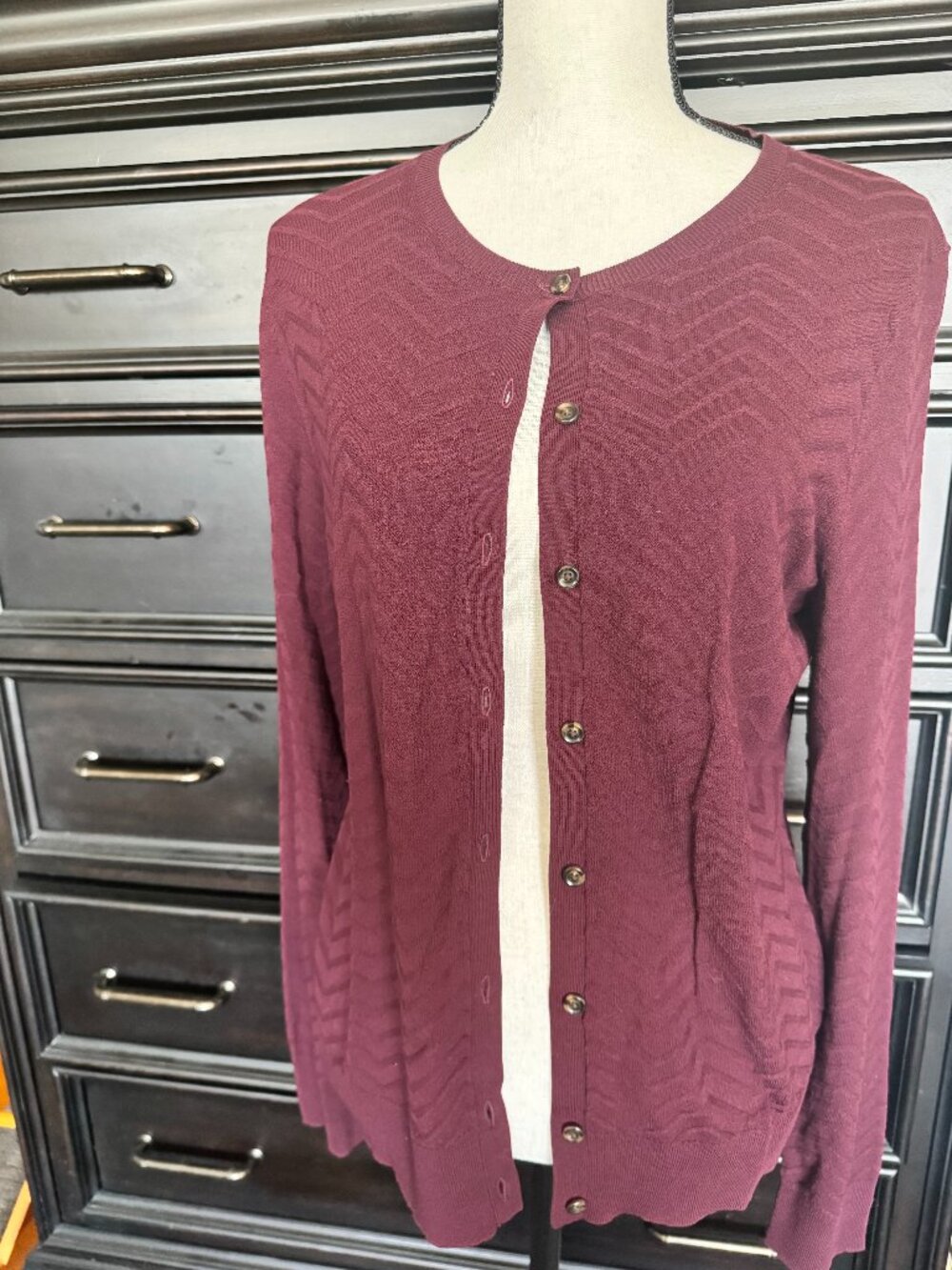 Ann Taylor Burgundy/Wine Cardigan Beautiful L